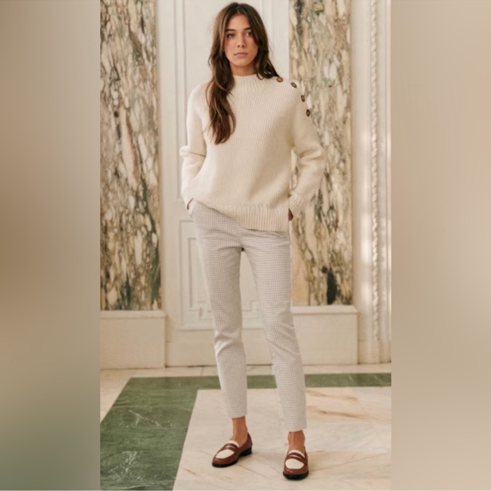 Sézane CLARA TROUSERS CAMEL / ECRU sz 34